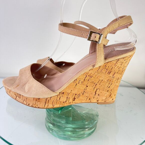 Charles by Charles David Lambert Wedge Sandals Nude Faux Suede Cork - Picture 4 of 9